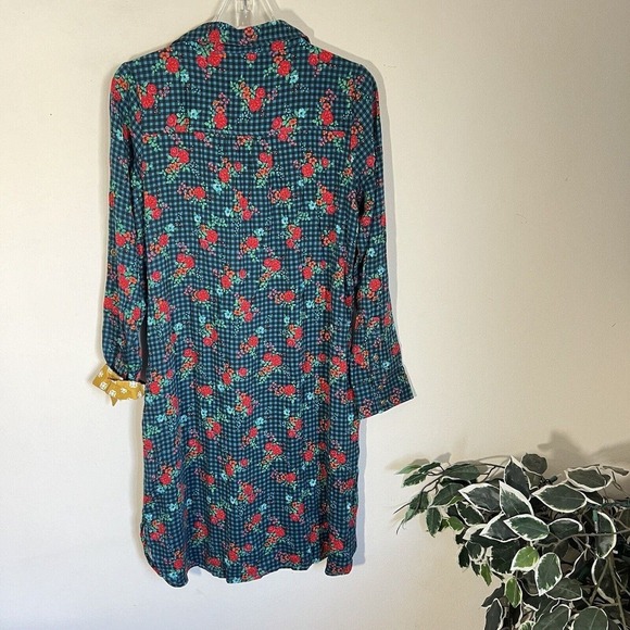 Matilda Jane Floral Plaid Check Shirt Dress Green Button Down S Longsleeves New - Picture 4 of 8